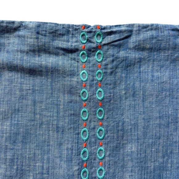 Talbots Women's Floral A-Line Linen Blend Knee Length Skirt Blue Size 4 Casual - Picture 5 of 10